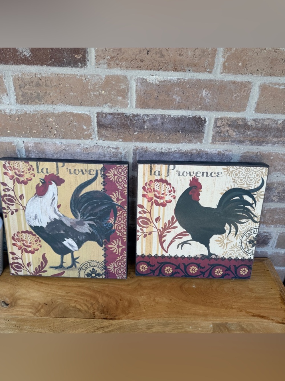 Hobby Lobby Rooster Wall Art Pair - Black, Red, Cream